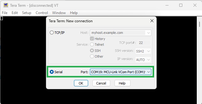 Veda917 - NXP - 025 - Debugging application setting com port in teraterm.jpg